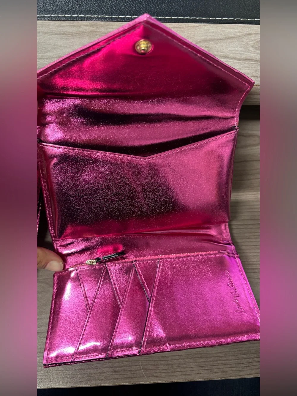 Victoria's Secret Metallic Fuchsia Quilted Wristlet